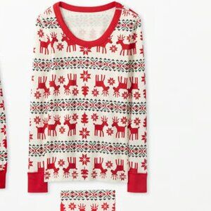 Hanna Anderson Womens Long John Pajama Top (Medium) and Bottom (Large) Dear Deer
